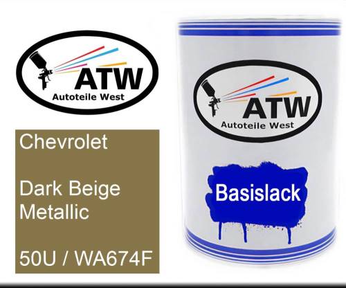 Chevrolet, Dark Beige Metallic, 50U / WA674F: 500ml Lackdose, von ATW Autoteile West.